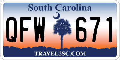 SC license plate QFW671