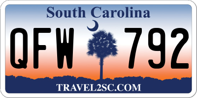 SC license plate QFW792