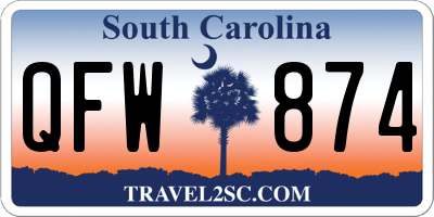 SC license plate QFW874