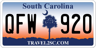SC license plate QFW920