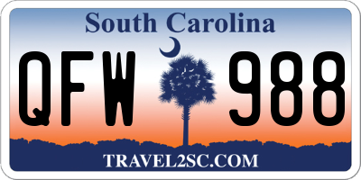 SC license plate QFW988