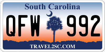 SC license plate QFW992