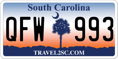 SC license plate QFW993