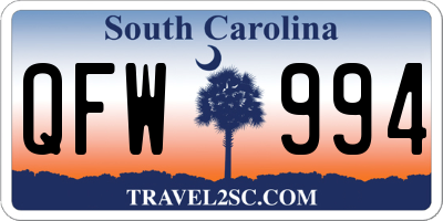 SC license plate QFW994