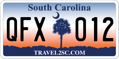 SC license plate QFX012
