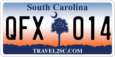 SC license plate QFX014