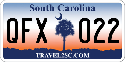 SC license plate QFX022
