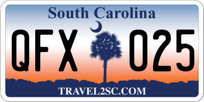 SC license plate QFX025