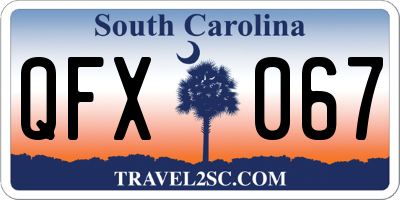 SC license plate QFX067