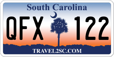 SC license plate QFX122