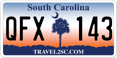 SC license plate QFX143