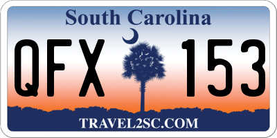 SC license plate QFX153