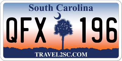 SC license plate QFX196