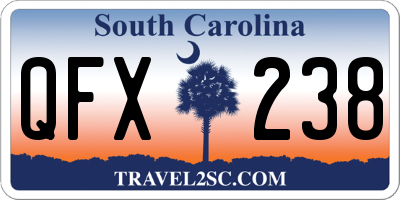 SC license plate QFX238