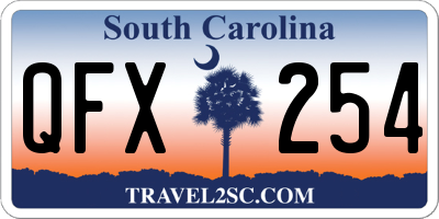 SC license plate QFX254
