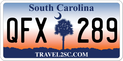 SC license plate QFX289