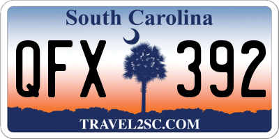 SC license plate QFX392