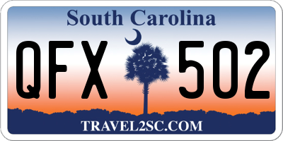SC license plate QFX502