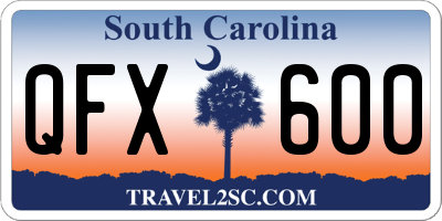 SC license plate QFX600