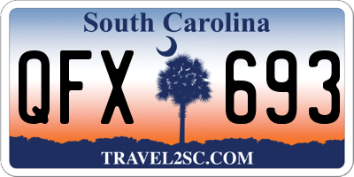 SC license plate QFX693