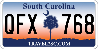 SC license plate QFX768