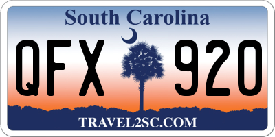 SC license plate QFX920