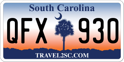 SC license plate QFX930