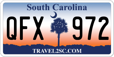 SC license plate QFX972