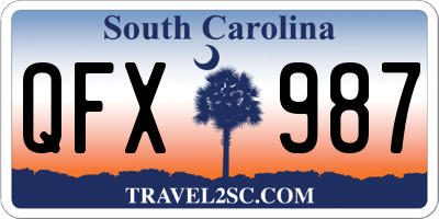 SC license plate QFX987