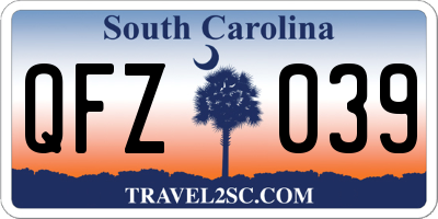 SC license plate QFZ039