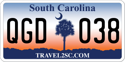 SC license plate QGD038