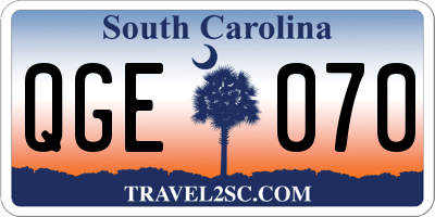 SC license plate QGE070