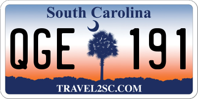 SC license plate QGE191