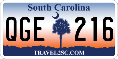 SC license plate QGE216