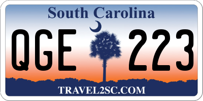 SC license plate QGE223
