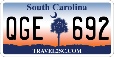SC license plate QGE692