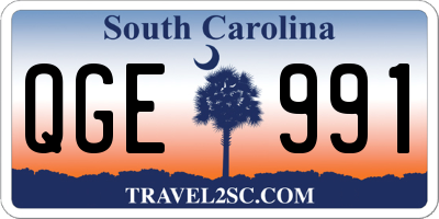 SC license plate QGE991