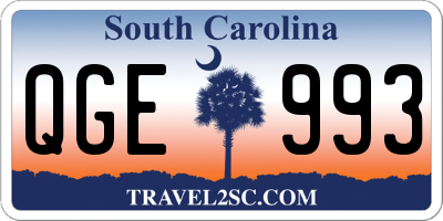 SC license plate QGE993