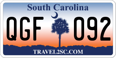 SC license plate QGF092