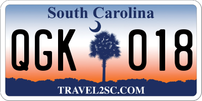 SC license plate QGK018