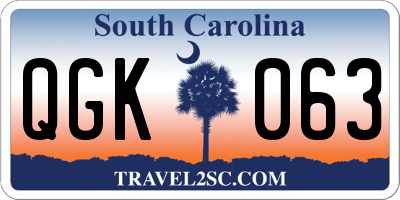 SC license plate QGK063