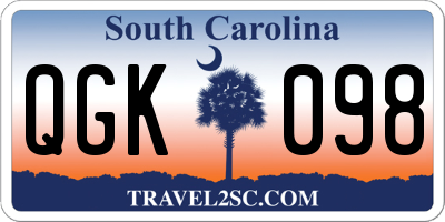 SC license plate QGK098