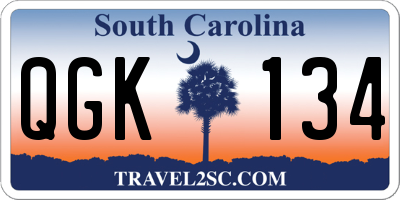 SC license plate QGK134