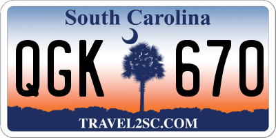 SC license plate QGK670