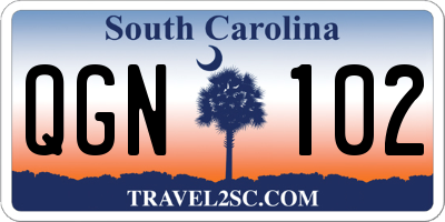 SC license plate QGN102