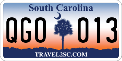 SC license plate QGO013