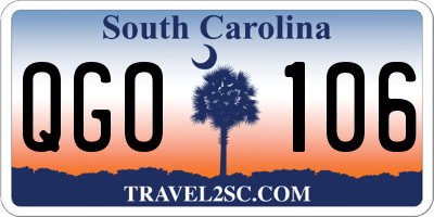 SC license plate QGO106