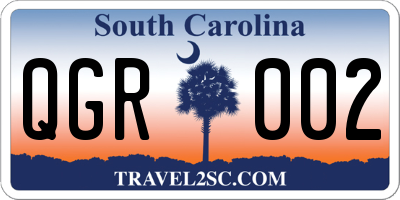 SC license plate QGR002