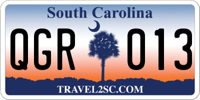 SC license plate QGR013