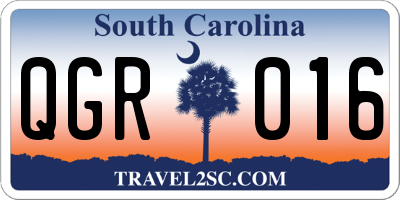 SC license plate QGR016
